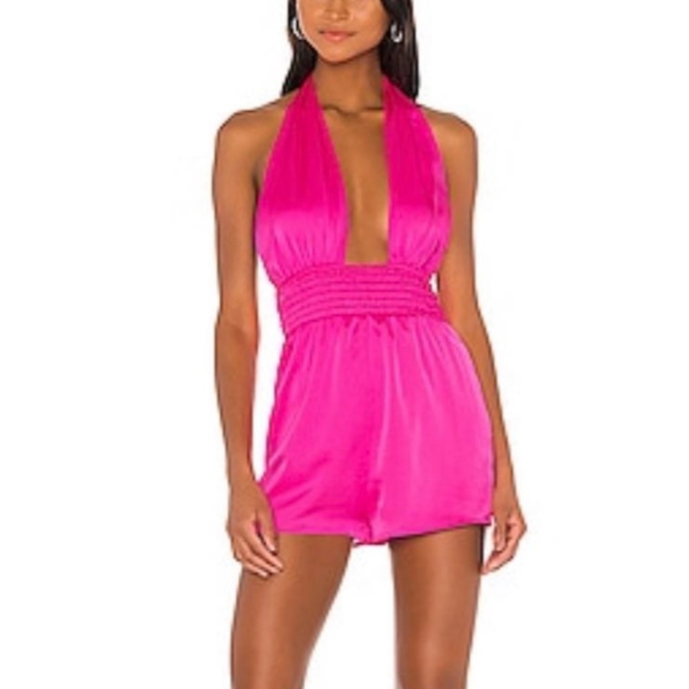 Luella halter romper in fuschia - revolve